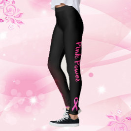 Pink Power Blitzschlag Ribbon Brustkrebs Leggings