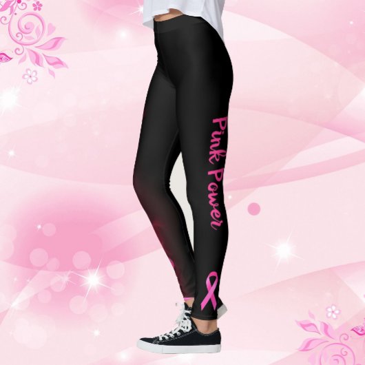 Pink Power Blitzschlag Ribbon Brustkrebs Leggings