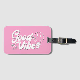 Pink Power: Groovy 70er-Jahre-Stil Gute Vibes Gepäckanhänger