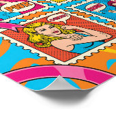 Pink Power Pop Art Poster - Breast Cancer Awarenes (Ecke)