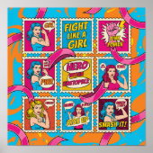 Pink Power Pop Art Poster - Breast Cancer Awarenes (Vorne)