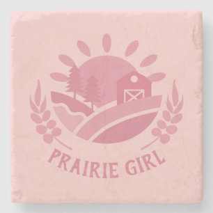 Pink Prairie Girl Stone Untersetzer