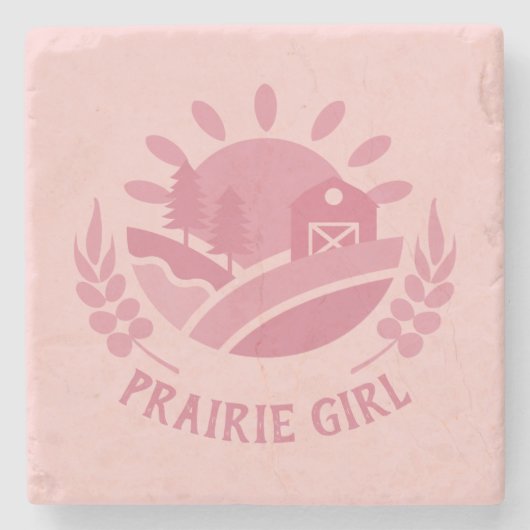 Pink Prairie Girl Stone Untersetzer (Vorderseite)