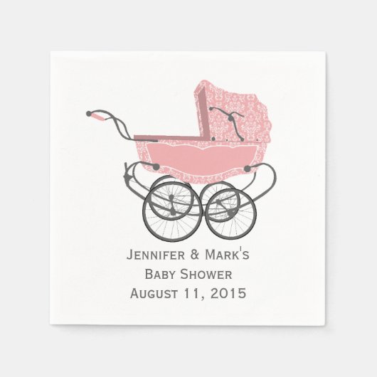Pink Pram Custom Baby Duschpapier Napkins Serviette (Vorderseite)