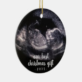 Pink Pregnancy Reveal Ultrasound Foto Weihnachten Keramik Ornament (Rechts)