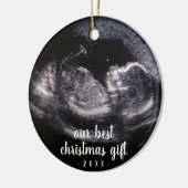Pink Pregnancy Reveal Ultrasound Foto Weihnachten Keramik Ornament (Links)