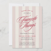 Pink Prep Stripe Holiday Favorite Things Party Einladung (Vorderseite)