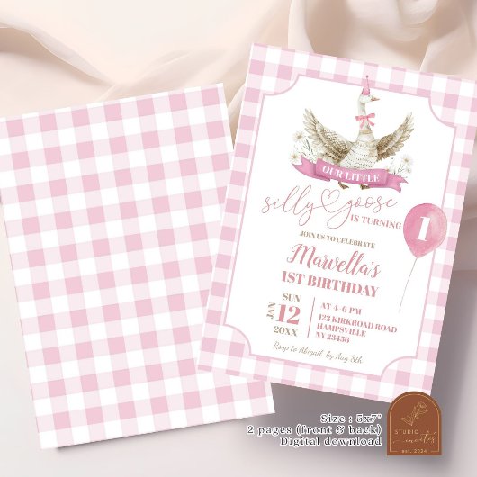 Pink Preppy Albern Gans Geburtstag Einladung