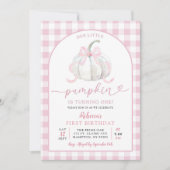 Pink Preppy Bow Arch Pumpkin Birthday Einladung (Vorderseite)