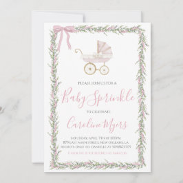Pink Preppy Carriage Girl Baby Sprinkle Einladung