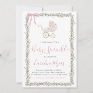 Pink Preppy Carriage Girl Baby Sprinkle Einladung