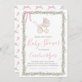 Pink Preppy Carriage Girl Dusche Einladung (Vorne/Hinten)