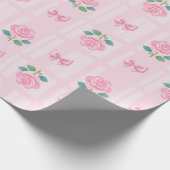 Pink Preppy Coquette Ribbon und Rose Geschenkpapier (Ecke)