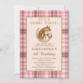 Pink Preppy Equestrian Derby Girl Birthday Party Einladung (Vorderseite)