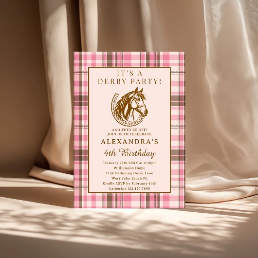 Pink Preppy Equestrian Derby Girl Birthday Party Einladung