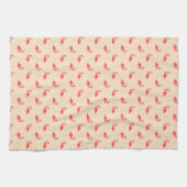 Pink Preppy Flamingos auf Cream Kittuch Geschirrtuch (Horizontal)