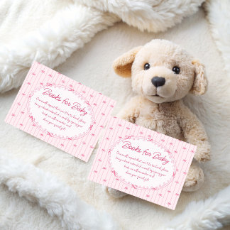 Pink preppy hand drawn baby shower book request begleitkarte