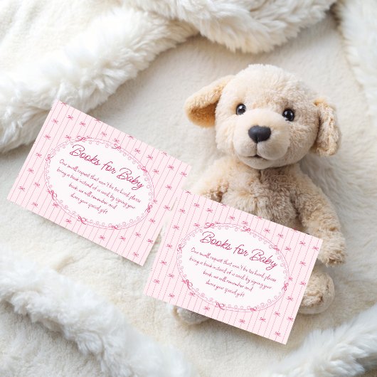 Pink preppy hand drawn baby shower book request begleitkarte