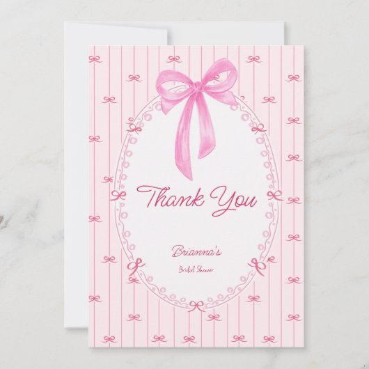 Pink preppy hand drawn baby shower dankeskarte (Vorderseite)