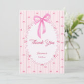 Pink preppy hand drawn baby shower dankeskarte (Stehend Vorderseite)