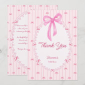 Pink preppy hand drawn baby shower dankeskarte (Vorne/Hinten)
