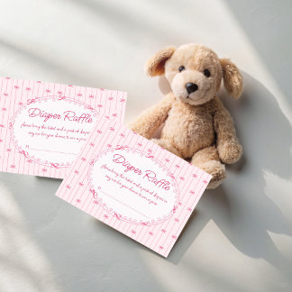 Pink preppy hand drawn baby shower diaper raffle begleitkarte