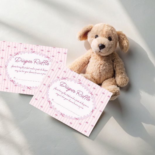 Pink preppy hand drawn baby shower diaper raffle begleitkarte