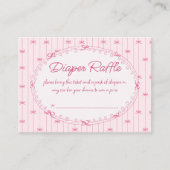 Pink preppy hand drawn baby shower diaper raffle begleitkarte (Vorderseite)
