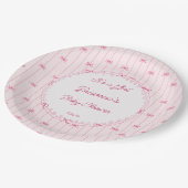 Pink preppy hand drawn baby shower monogrammed pappteller (Schrägansicht)
