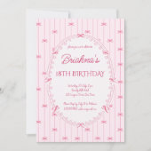 Pink preppy hand drawn birthday party  einladung (Vorderseite)