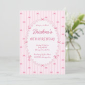 Pink preppy hand drawn birthday party  einladung (Stehend Vorderseite)
