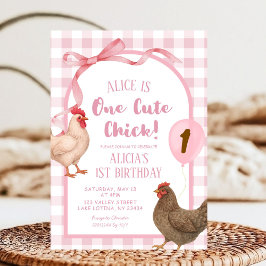 Pink Preppy Kariert One Niedlich Chill Birthday Einladung