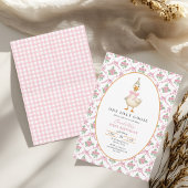 Pink Preppy One Silly Goose Bow 1st Birthday Einladung