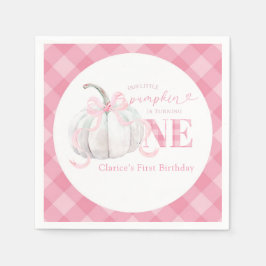 Pink Preppy Pumpkin 1. Geburtstag Papier Napkin Serviette