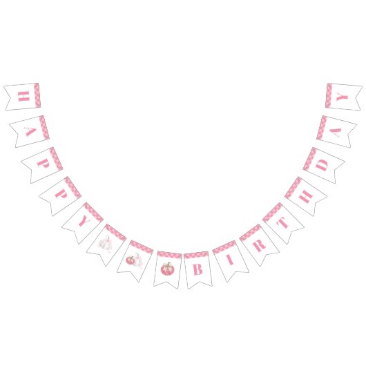 Pink Preppy Pumpkin Birthday Bunting Banner (Alle)
