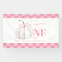 Pink Preppy Pumpkin Birthday Große Banner