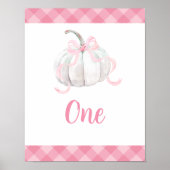 Pink Preppy Pumpkin Birthday Tischnummer Poster (Vorne)