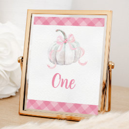 Pink Preppy Pumpkin Birthday Tischnummer Poster