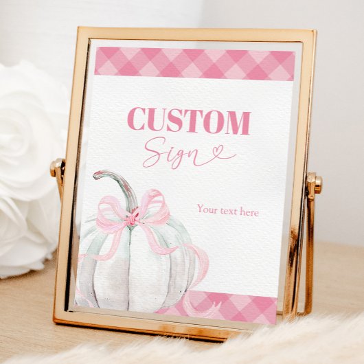 Pink Preppy Pumpkin Girl 1. Geburtstag Benutzerdef Poster