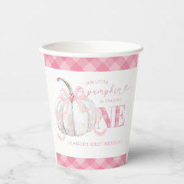 Pink Preppy Pumpkin Girl 1. Geburtstag Paper Cup Pappbecher