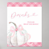 Pink Preppy Pumpkin Girl Birthday Drinks Poster (Vorne)