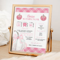Pink Preppy Pumpkin Girls erstes Geburtstagszeiche