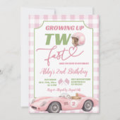 Pink Preppy Retro TWO FAST Birthday Invitation Einladung (Vorderseite)