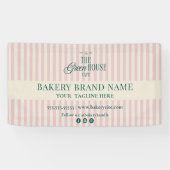 Pink Preppy Stripes Bakery Logo Event Display  Banner (Horizontal)