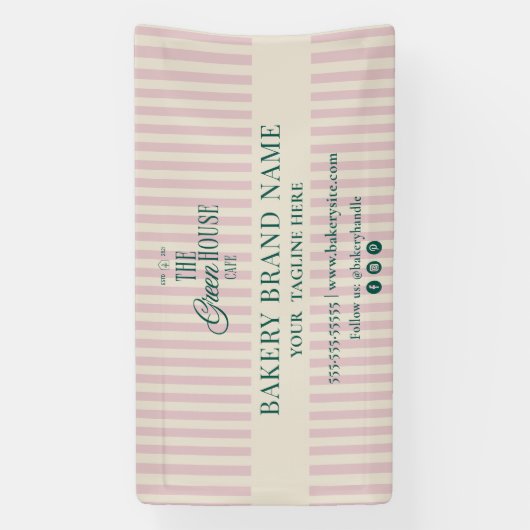 Pink Preppy Stripes Bakery Logo Event Display  Banner (Vertikal)