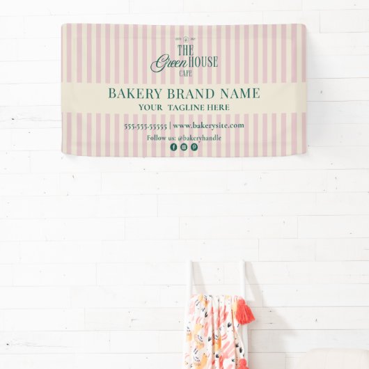 Pink Preppy Stripes Bakery Logo Event Display  Banner (InSitu)