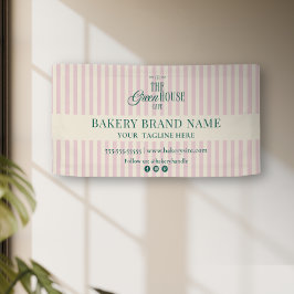 Pink Preppy Stripes Bakery Logo Event Display  Banner