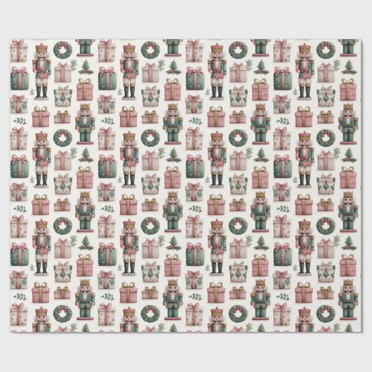 Pink Presents with Holiday Nutcracker Geschenkpapier (Flach)