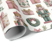 Pink Presents with Holiday Nutcracker Geschenkpapier (Rolleneckpunkt)