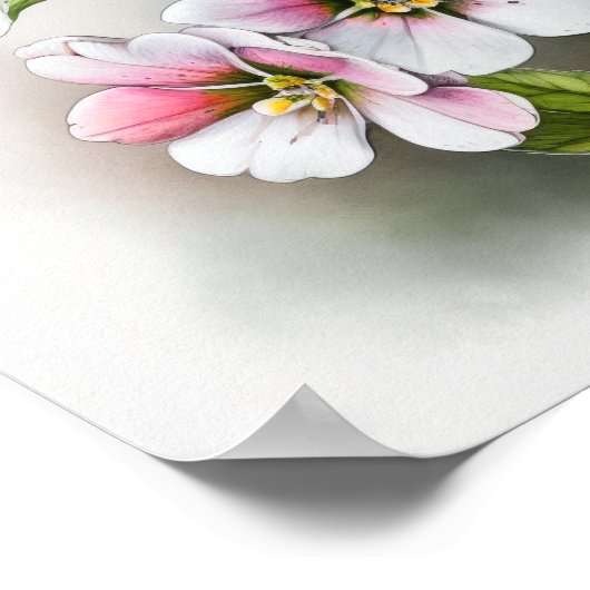 Pink Primrose Blume Art Print Poster (Ecke)